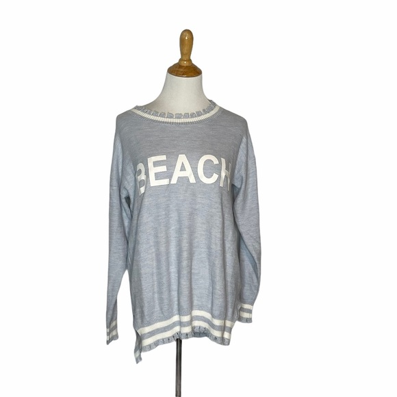 Caryn Vallone Blue/White “Beach” Fringe Sweater XS - Picture 3 of 16